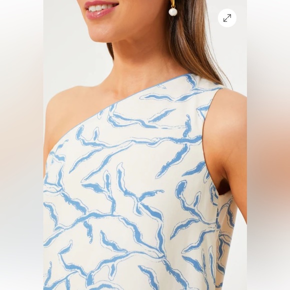 HYACINTH HOUSE Tuckernuck Cream & Blue Seaside Sabine Dress  Small - Picture 2 of 9